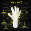 NIC ONE All White 7° Generación | Guantes de arquero profesionales Raw Goalie | Látex Contact alemán 4 mm