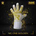 NIC ONE Golden 7° Generación | Guantes de arquero profesionales Raw Goalie | Látex Contact alemán 4 mm