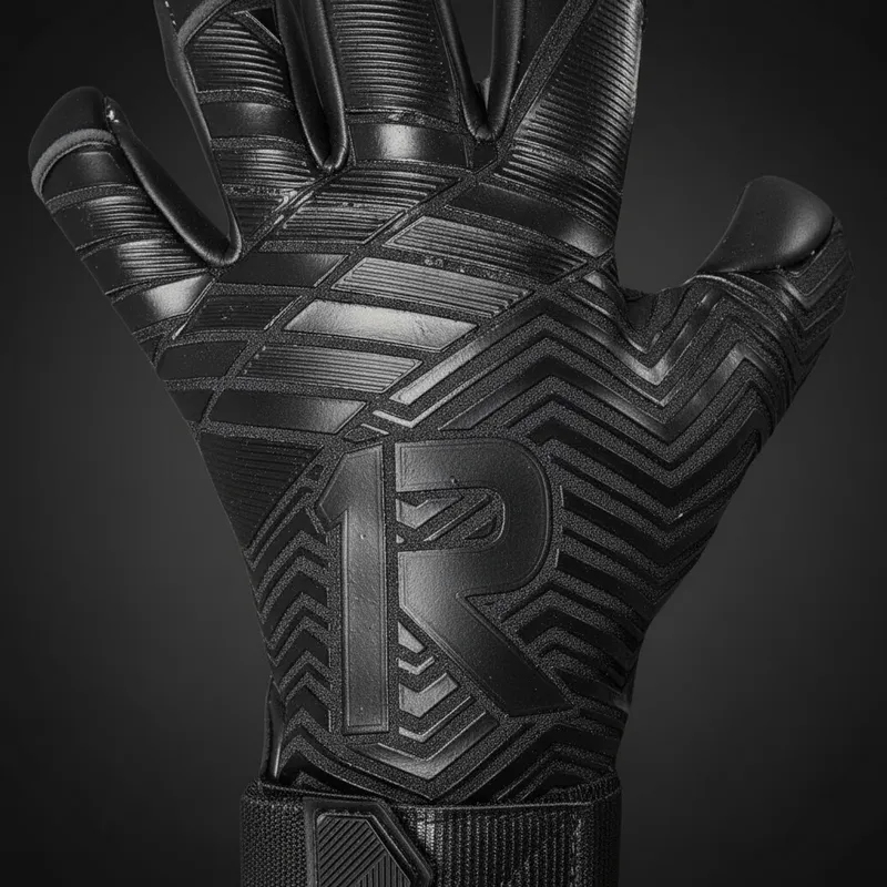 NIC ONE All Black 7° Generación | Guantes de arquero profesionales Raw Goalie | Látex Contact alemán 4 mm