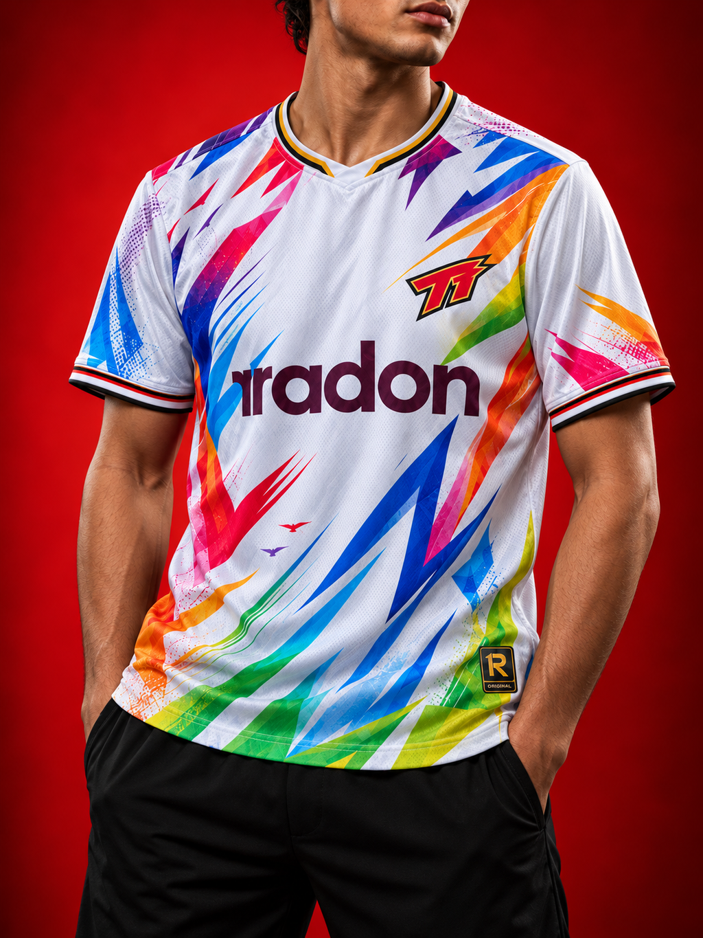 Arquero usando la camiseta retro Tocada Tapada 5° Edición Radon x Raw Goalie