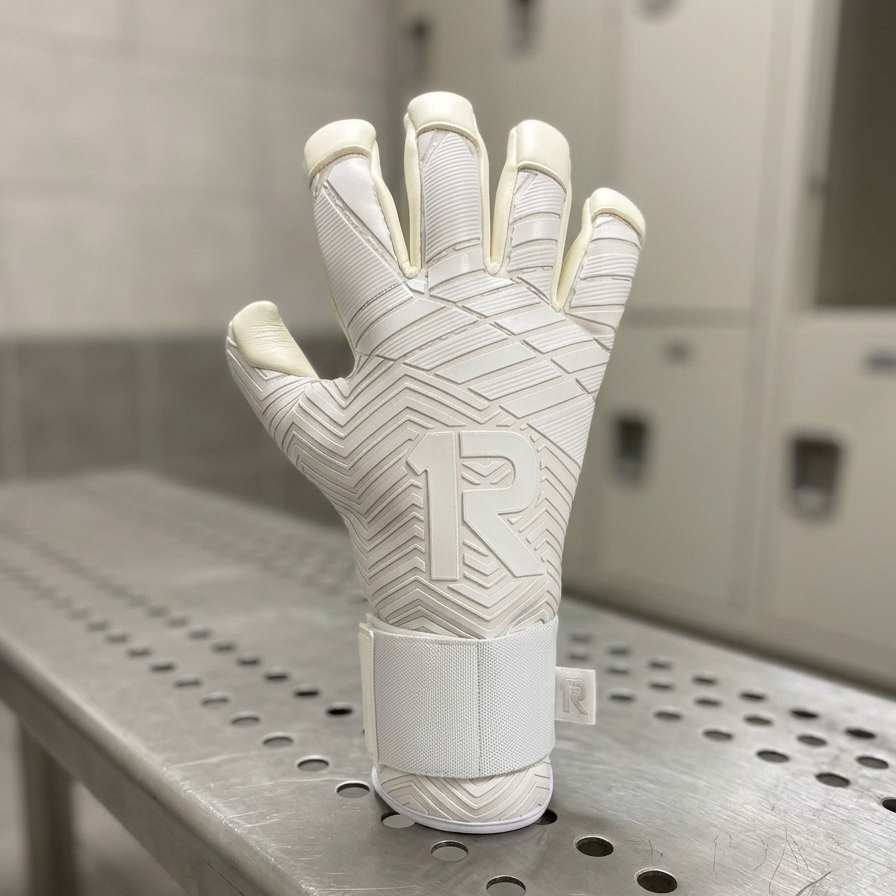 NIC ONE All White 7° Generación | Guantes de arquero profesionales Raw Goalie | Látex Contact alemán 4 mm